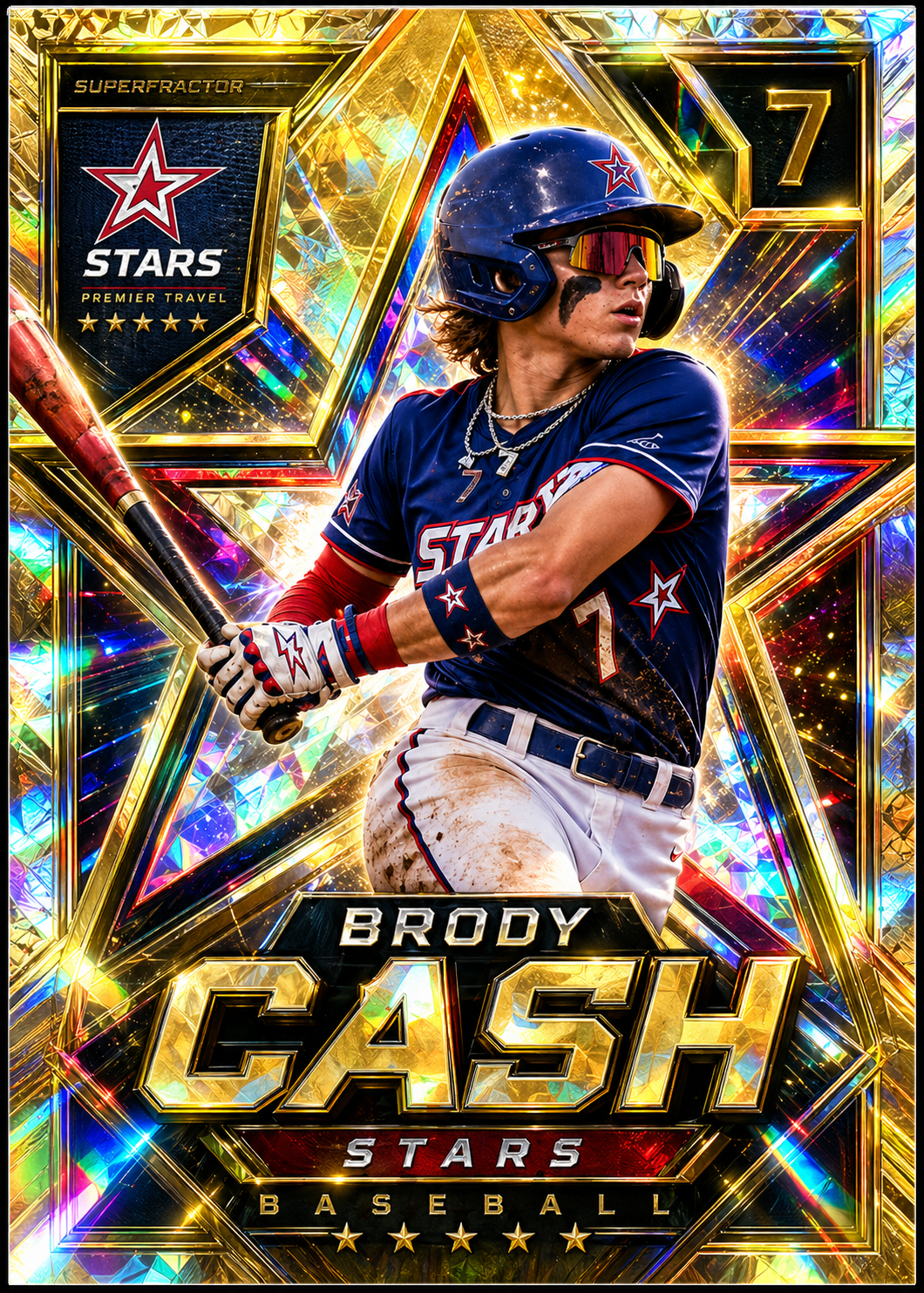 Brody Cash Stars baseball custom sports card example