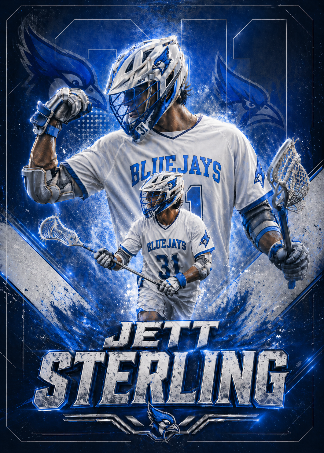 Jett Sterling Bluejays lacrosse athlete poster example